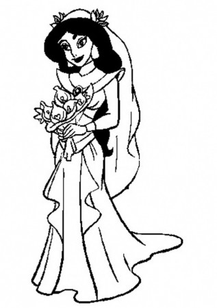 Print Jasmine In Wedding Dress - deColoring
