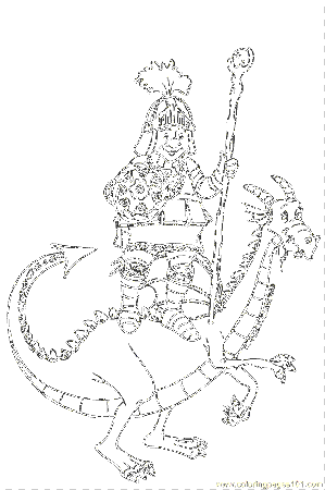 knight and dragon Colouring Pages