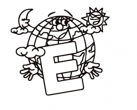 Download Letter E Is For Globe Cute Coloring Page Or Print Letter 