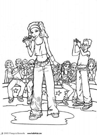SINGER coloring pages - Rock star