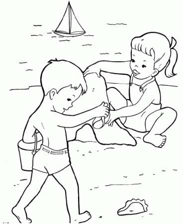 beach kids coloring pages to print | Coloring Pages