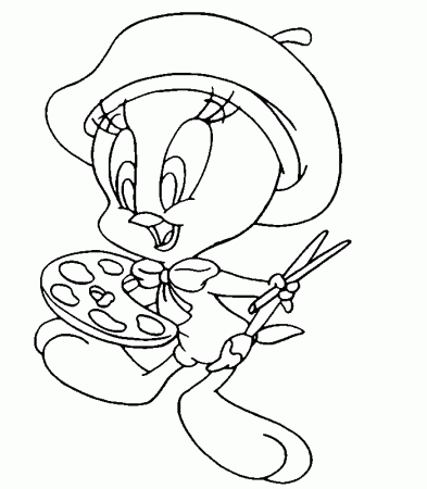 Tweety Painting Coloring Page Free : New Coloring Pages