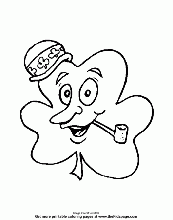 Shamrock with a Hat - Free Coloring Pages for Kids - Printable 
