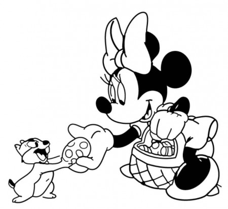 Mickey and Minnie on Easter Egg Coloring Page - Disney Coloring 