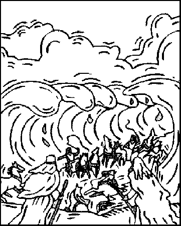 Jesus Parting the Red Sea Colouring Pages (page 2)