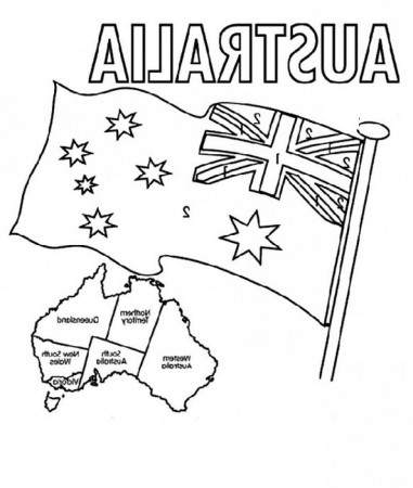 The Australian Flag Flying Day Coloring For Kids - Kids Colouring 