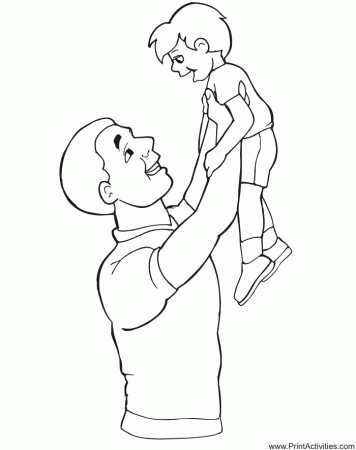 Fathers Day Coloring Page | Dad Lifting Son