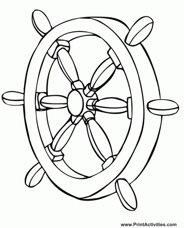 Boat Coloring Page | Helm's Steering Wheel