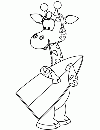 Giraffe Going Surfing Coloring Page | Free Printable Coloring Pages