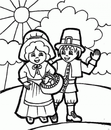 Coloring Pages Thanksgiving Pilgrim Free Printable For Preschool - #
