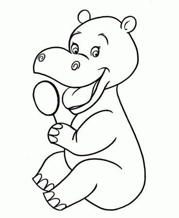 pre coloring pages printable hippopotamus page