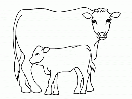 Simple Cow outline Coloring Pages for kids | COLORING WS