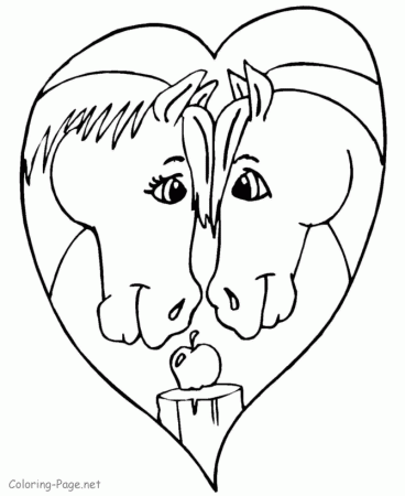 Valentine coloring page - Horses! | Parties