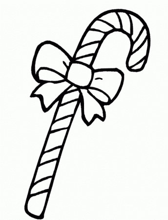 Christmas Coloring Pages : Candy Cane Decorated With Neat Ribbon 