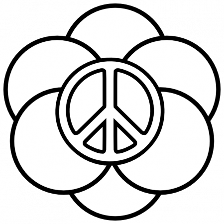 Peace Symbol Peace Sign Flower 11 a Black White Line Art Coloring 