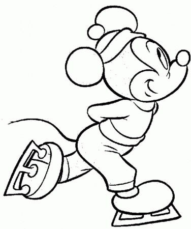 Coloring & Activity Pages: Mickey Mouse Ice Skating Coloring Page