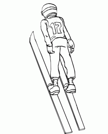 Skiing Coloring Page | A Competitive Ski Jumper