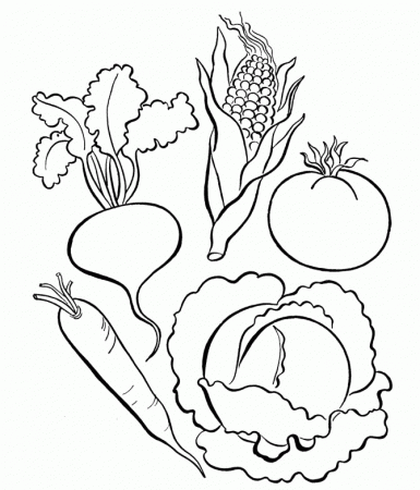 Vegetables Contain Fiber Coloring Pages - Vegetable Coloring Pages 