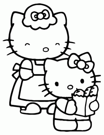 Hello Kitty Shopping With Mommy Coloring Page | Free Printable 