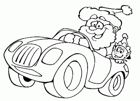 santa and elf in car coloring sheet homeschool helper