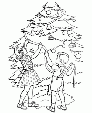 Christmas Tree Coloring Pages – Trimming the Tree Coloring 