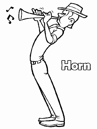 Horn2 Music Coloring Pages & Coloring Book