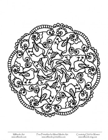 Easier Bird Mandala To Color Coloring Pages | Laptopezine.