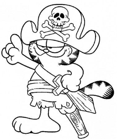 Garfield Wearing Pirate Gear Coloring Page - Kids Colouring Pages