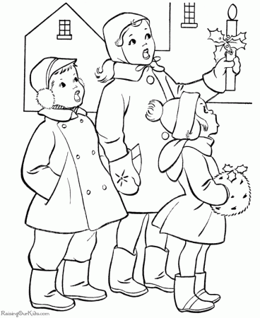 Christmas coloring pages - Kids and Christmas Carols!