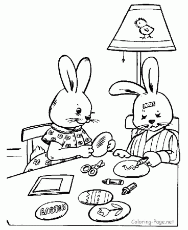 Easter Coloring Pages - Decorating Eggs
