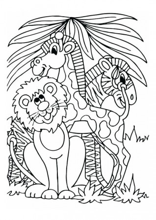 Coloring page lion, giraffe and zebra - img 12528.