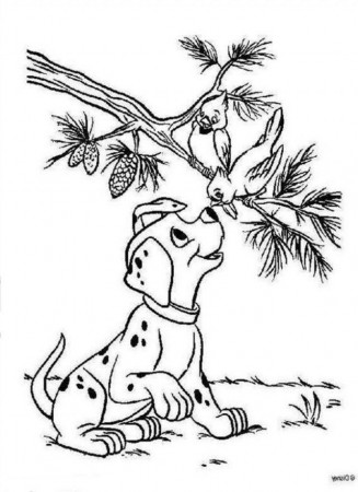 Download A Puppy With A Bird 101 Dalmatians Coloring Pages Or 