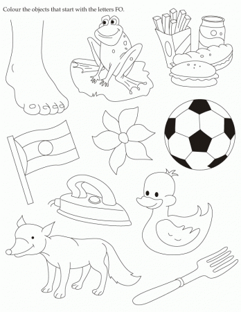 Download english activity worksheet Colour the objects that start 