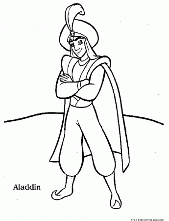 Print out Disney Characters Aladdin coloring page - Free Printable 