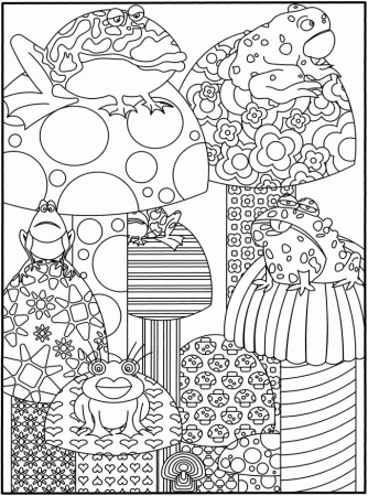 dover mushroom frog garden party | Coloring Pages