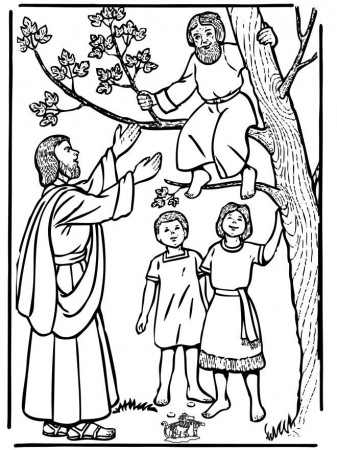 Zacchaeus and Jesus - New Testament | Bible Coloring Pages