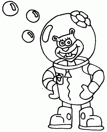 Sandy Cheeks Coloring Pages | Cartoon Characters Coloring Pages 