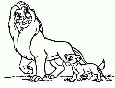 Mufasa Walking With Simba Coloring Page - Kids Colouring Pages