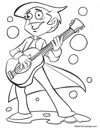Boy Playing Guitar coloring page | Coloring Pages