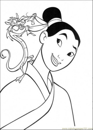 Coloring Pages Mushu Helps Mulan (Cartoons > Others) - free 