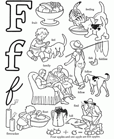 ABC Words Coloring Pages – Letter F – Fruit | Free Coloring Pages