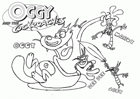 Animals: Preschool Oggy Cockroaches Coloring Page Picture 
