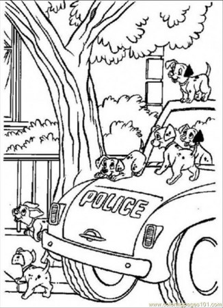 Coloring Pages Dalmatian On A Police Car (Cartoons > 101 