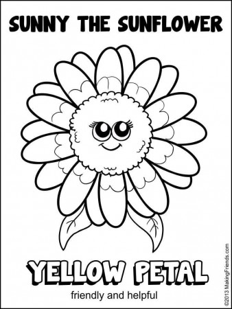 Girl Scout Daisy Yellow Petal SUNNY THE SUNFLOWER COLORING PAGE 
