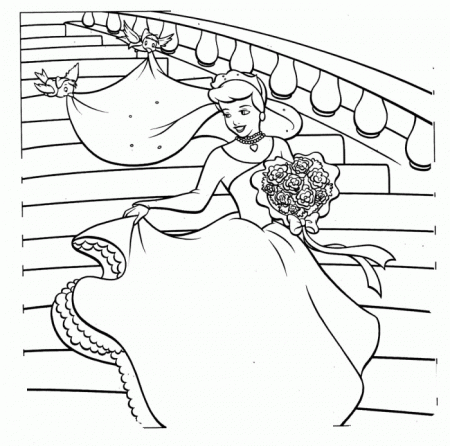 Cinderella Descended The Ladder Coloring Pages - Cinderella 