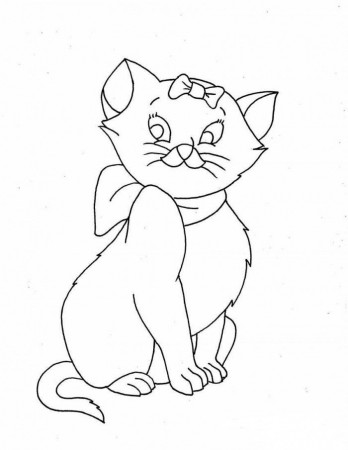 Shy Female Cat Coloring Page | Kids Coloring Page