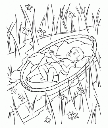 Baby Moses Being Scared Being In Water Coloring Page - Baby 