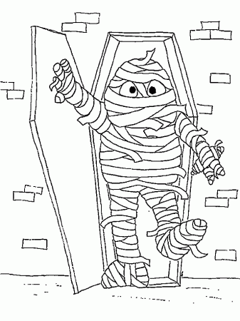 Mummy Anubis Holding Mummy Sarcophagus Free Coloring Page