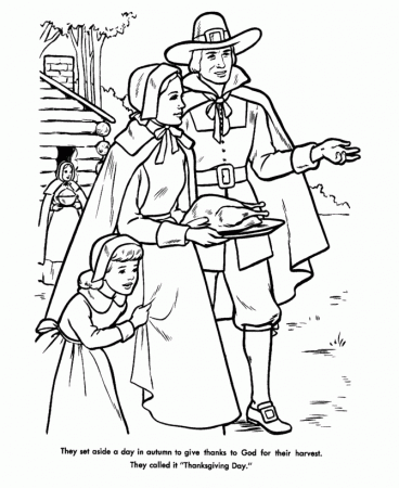 The First Thanksgiving Coloring page sheets: The Pilgrims 