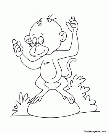 baby monkey coloring page for kids printable pages